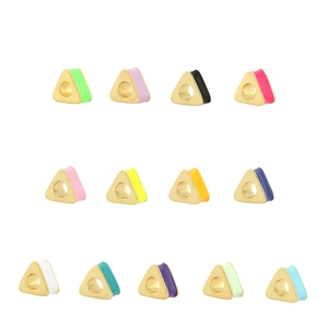 Flat lay of colorful heart beads with golden borders for DIY jewelry making