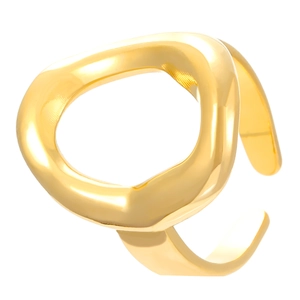 Golden irregular organic lava style open heart ring with high polish finish for women