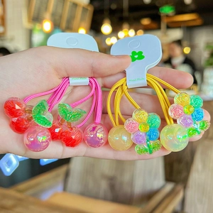 Elastici per capelli colorati con ciondoli a forma di ciliegia e fiori per bambine