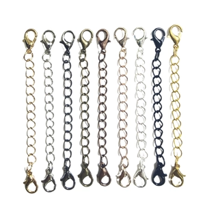 Alloy double lobster clasp extender chains in 10 plated colors for DIY jewelry