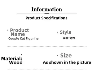 Detailed specifications table for modern wooden couple cat figurines home decor