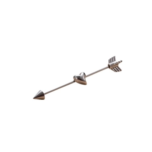 Arrow industrial barbell earring with heart design in polished stainless steel