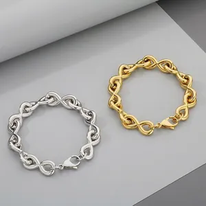 Infinity Symbol Link Bracelet Stainless Steel Polished Personalized Fashion Jewelry For Men
