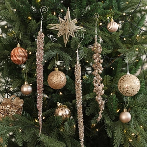 Christmas Tree Hanging Ornament Sequin Glitter Beaded Icicle Long Strip Sparkling Festival Decor Party Home Accessory