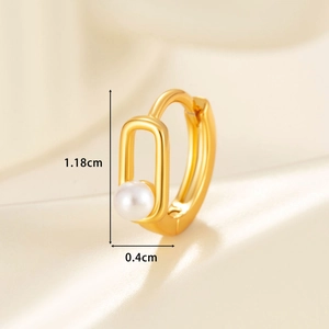 Eleganti orecchini a cerchio dorati con piccola perla, altezza 1,18 cm e larghezza 0,4 cm