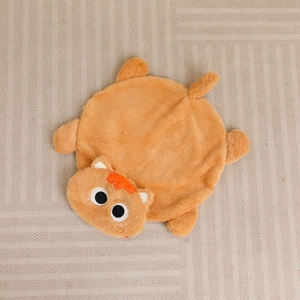 Détails de la texture du tapis de chat orange en peluche pour chambre d'enfant