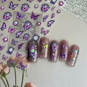 Butterfly Nail Art Stickers Ultra Thin Tough Vintage French Jewelry Pattern DIY Manicure Decals For Women