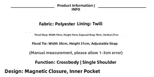 Polyester floral tote bag with poplin lining, magnetic closure and internal pocket details