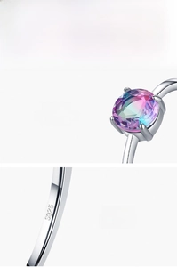 Macro view of S925 sterling silver ring featuring candy-colored tourmaline in four-prong setting