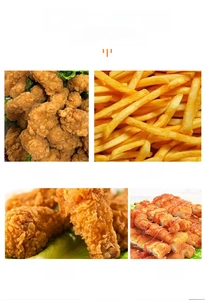 Panier à friture avec nuggets, frites, ailes et filets présentés dans une grille