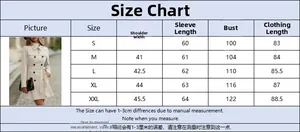 Tableau des tailles détaillé pour trench-coat à boutonnage croisé du S au XXL