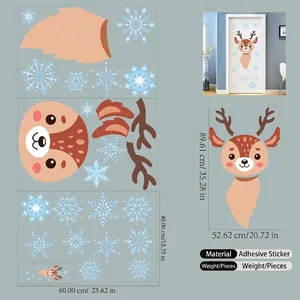 Detailed size specifications for Christmas elk and snowflake wall sticker set layout