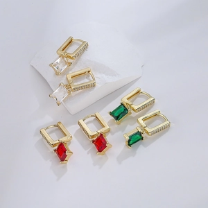 Orecchini A Cerchio Geometrici Con Pendenti In Zircone Rettangolari Rame Placcato Oro Gioielli Eleganti Da Donna