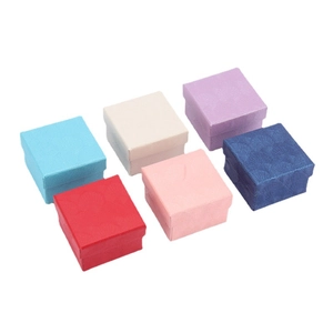 Square cardboard jewelry gift boxes set in six assorted colors for rings and earrings