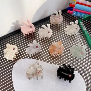Mini Hair Claw Clips Acetate Rabbit Shape With Rhinestone Eye Cute Fashion Hair Styling Accessory For Women Girls