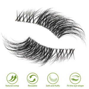 Detail of half-length false eyelashes with natural curl and soft fluffy fibers