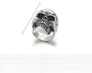 Detailed size specifications for stainless steel skull ring with casting craft dimensions