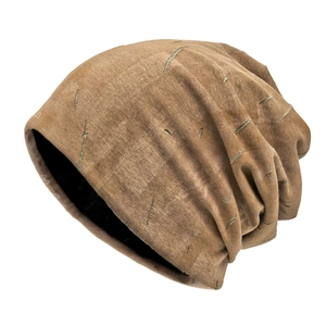 Slouchy Beanie Distressed Knitted Skull Cap Streetwear Breathable Polyester Headwear For Men Women Solid Color Trendy