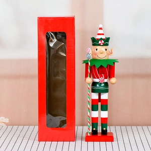 38cm wooden candy clown nutcracker with festive elf design and red display gift box