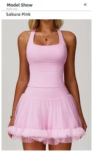 Detail view of Sakura Pink racerback sports vest with elastic quick-dry fabric texture