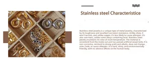 Close-up of stainless steel earrings and necklace displayed in a linen jewelry box