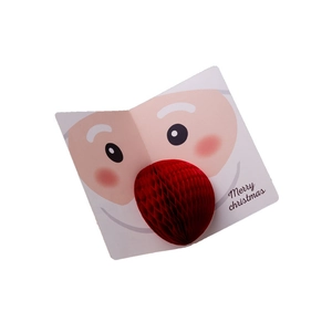 3D Santa Claus greeting card with red honeycomb paper ball and Merry Christmas text