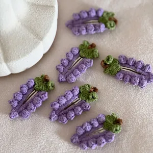 Molletta per Capelli Fatta a Mano all'Uncinetto Uva Viola Filato Frutta Clip BB Dolce Accessori per Capelli per Donna Ragazza Bambini