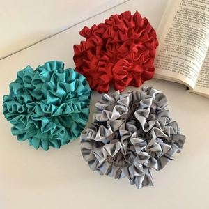 Satin Fabric Scrunchie Oversized Pleated Hair Tie Elegant French Style Sweet Hair Accessories For Women