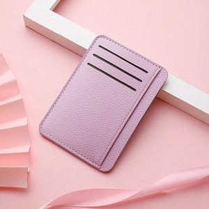 Ultra Slim Card Holder PU Leather Litchi Grain Minimalist Credit Card Case Wallet Multi Slot Portable Organizer Unisex