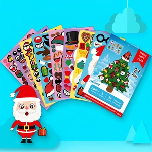 Christmas DIY Stickers Cartoon Santa Claus Snowman Reindeer For Kids Holiday Party Decoration Adhesive Paper Crafts