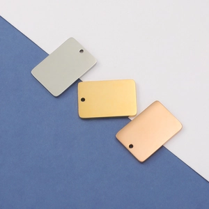 Rectangle stainless steel tags in silver, gold, and rose gold for DIY jewelry pendants