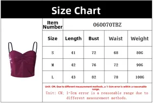 Guide des tailles pour caraco femme en similicuir avec mesures pour les tailles S, M, L