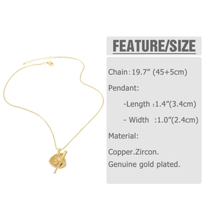 Détail du pendentif baseball plaqué or avec zircons et spécifications de taille