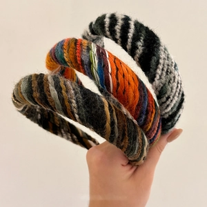Knitted Headband Colorful Wool Woven Hair Hoop Retro High Top Hair Accessories For Women Sweet Korean Style