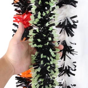 2-meter Halloween garland tinsel in orange purple black and green for festive home decor