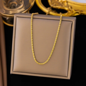 Shimmering Popcorn Chain Necklace Titanium Steel Gold Plated Minimalist Clavicle Jewelry For Women Daily Fashion
