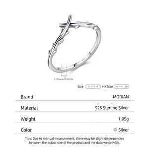 925 Sterling silver olive branch ring featuring a vintage crossed twig design for women