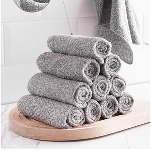 Kitchen Cleaning Cloth Bamboo Fiber Absorbent Dishcloth Soft Grey Japanese Style Dish Towel For Home