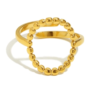 Minimalist 18K gold-plated stainless steel open ring featuring a beaded edge design