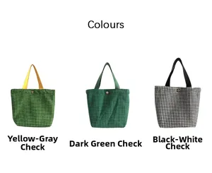 Color variants of houndstooth wool bento tote bags in yellow-green, dark green and black