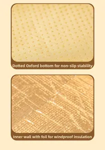 Detalle de cama para mascotas con fondo oxford antideslizante y forro térmico
