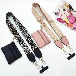 Adjustable crossbody phone straps with leopard print and detachable coin purses