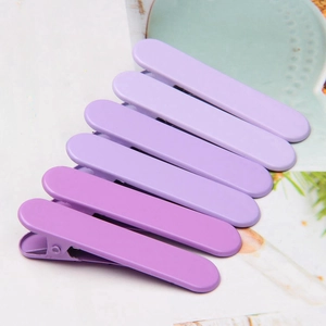 Five pieces of gradient purple seamless duckbill hair clips with matte finish for girls