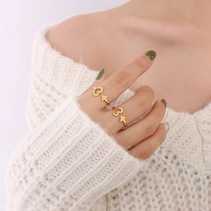 Heart Arrow Adjustable Ring Titanium Steel 18K Gold Plated Open Ring For Women INS Minimalist Style Fashion Accessory