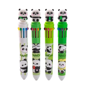 Cute panda 10-color shuttle ballpoint pens for students and creative journaling, 4-piece set