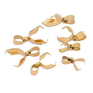 Stainless Steel Pinch Bails Pendant Connectors For DIY Jewelry Making Gold Silver Tone Pinch Clasps Findings For Necklace Jade Jewelry DIY Supplies