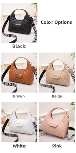 Quilted crossbody bag collection in five colors with stylish patterned fabric wide strap