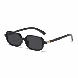 Modische kleine quadratische Sonnenbrille für Damen und Herren, schwarzer Rahmen chic