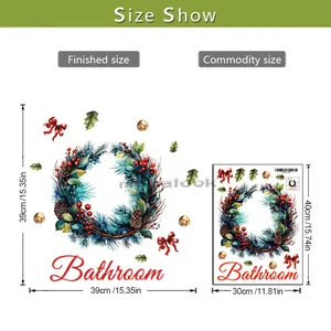 Größentabelle für Weihnachts-Wandaufkleber mit 39x39cm Fertigmaß und Kranz-Design