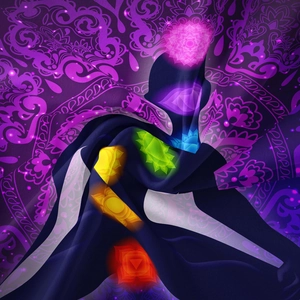 Detailed close-up showing the smooth texture and seven chakras pattern of the meditation tapestry